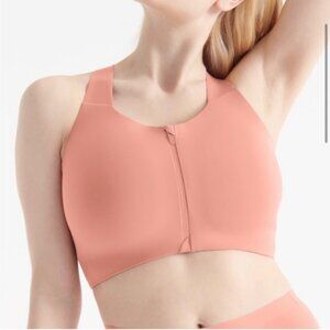 Knix Women’s Salmon Pink Catalyst Front Zip Sports Bra Size 7+